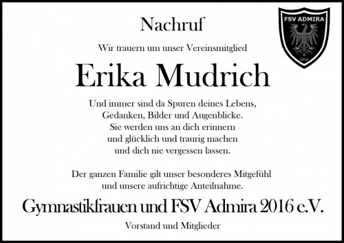 Nachruf Erika Mudrich